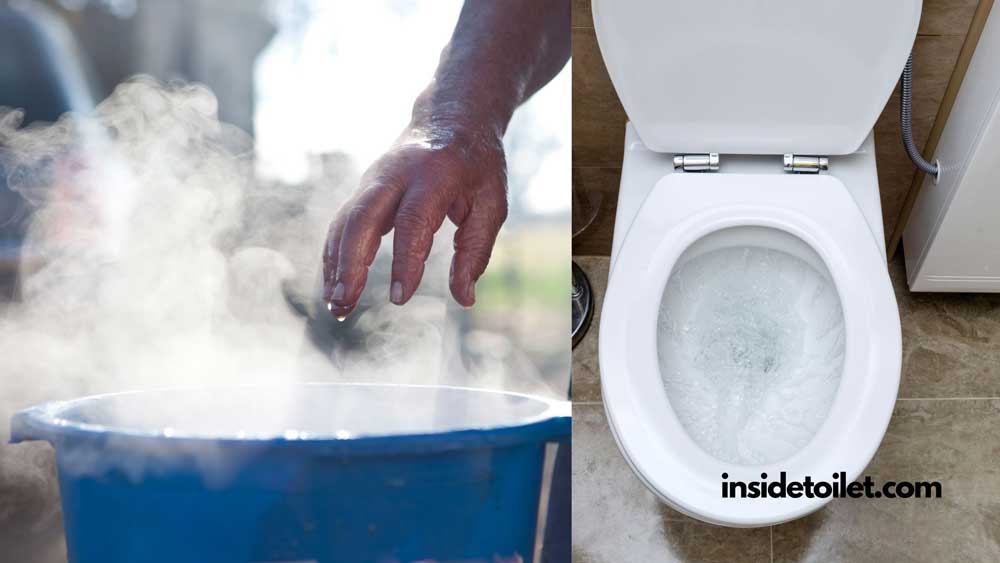 hot water to unclog a toilet