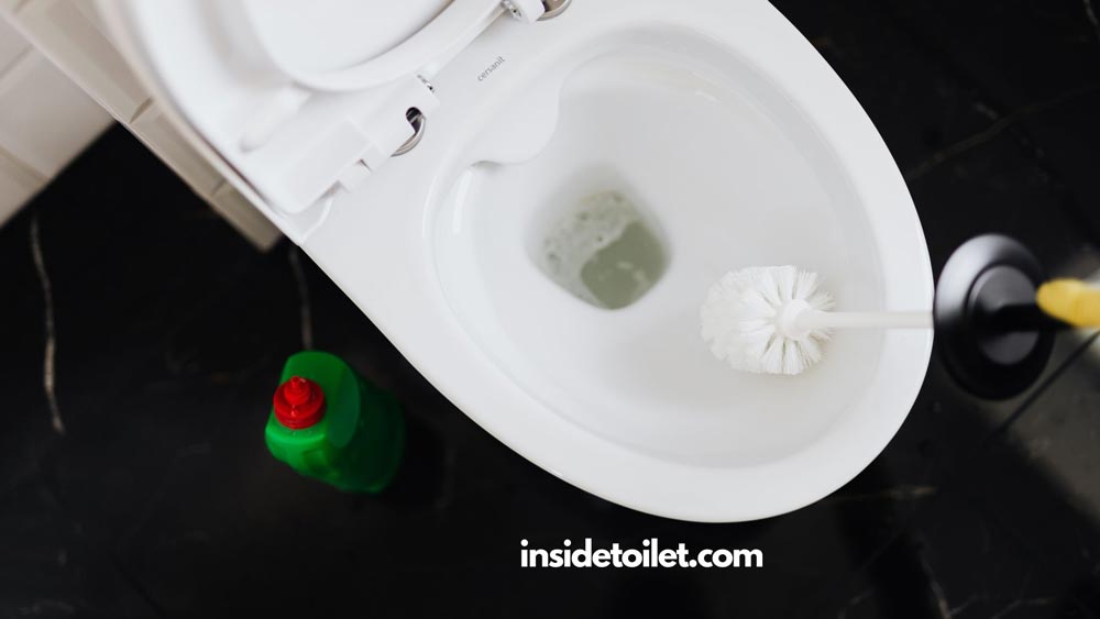 unclog toilet with a toilet brush